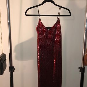 Red sequin party dress